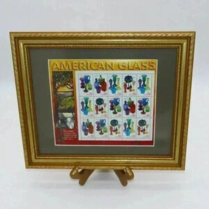 Vintage Framed 1999 33c American Glass Free blown Glass Stamps